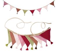 Guirlande Fanion 4 Drapeaux triangulaires de 2,6 m/8,5 Pieds | Avec des glands, bannière de décoration de fête, guirlande de carnaval(Color13)