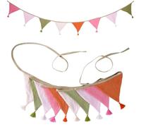 Guirlande Fanion 4 Drapeaux triangulaires de 2,6 m/8,5 Pieds | Avec des glands, bannière de décoration de fête, guirlande de carnaval(Color6)