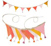 Guirlande Fanion 4 Drapeaux triangulaires de 2,6 m/8,5 Pieds | Avec des glands, bannière de décoration de fête, guirlande de carnaval(Color8)