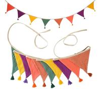 Guirlande Fanion 4 Drapeaux triangulaires de 2,6 m/8,5 Pieds | Avec des glands, bannière de décoration de fête, guirlande de carnaval(Color9)