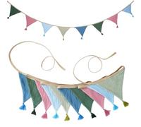 Guirlande Fanion 4 Drapeaux triangulaires de 2,6 m/8,5 Pieds | Avec des glands, bannière de décoration de fête, guirlande de carnaval(Color14)