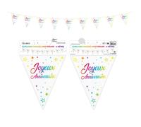 GUIRLANDE FANION JOYEUX ANNIVERSAIRE METALLIQUE MULTICOLORE
