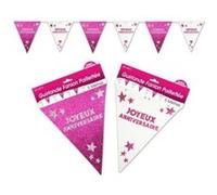 Guirlande Fanion Joyeux Anniversaire Paillettée Rose - Rose Rose G