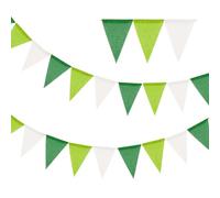 Guirlande Fanion Vert Blanc, 8M Fanion Vert Blanc Banderole Guirlande Extérieur Intérieur pour Mariage Anniversaire Baptême Jardin Fête Décoration