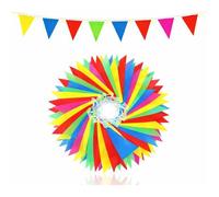 Guirlande fanions 100 mètres multicolore - XXL guirlande en tissu pour décoration fête intérieur & extérieur