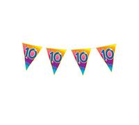 Guirlande fanions âge 10 ans 5 m - Coloré - Taille Unique