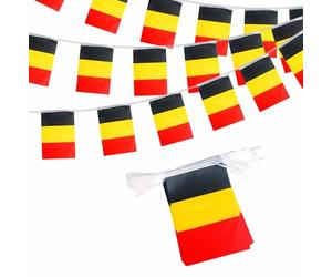 Guirlande Fanions Drapeaux Belgique 10m - 30 Drapeaux Déco Fête & Match | Guirlande Fanions Drapeaux Belgique Banderole Foot Nations League 2026 Fête Nationale Jardin Rue Bar Défilé Célébration