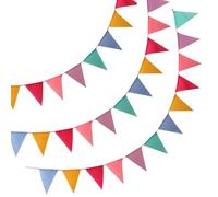 Guirlande Fanions Extérieur 3 Pièces, 36 Fanion Guirlande Guinguette (17.5x12.5cm), 12m Drapeaux de Triangle de Décoration Festive pour Anniversaire, Jardin, Fête, Festival, Mariage (Colorés)