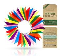 Guirlande Fanions Guinguette Réutilisables - Multicolore Banderole, Déco Extérieure Festive pour Jardin, Carnaval, Anniversaire, Guirlande Drapeau Tissu Résistant, 14m, 42 Fanions