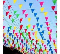 Guirlande fanions XXL 100 m multicolore - bannière tissu pour décoration intérieure & extérieure