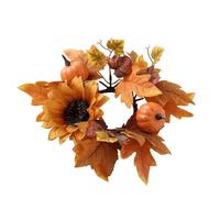Guirlande Feuille Automne Nouveau Festival Halloween Table Chandelier Table Fleur Citrouille Tournesol Bougie Décoration De Thanksgiving Couronne (C-Orange, 25x25x6cm)