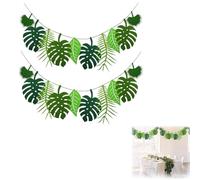 Guirlande Feuille Jungle Tropicale - Bannière de Feuilles de Palmier, Décoration pour Fêtes et Événements, 2 Pièces, Longueur 2,5m, Design Coloré et Naturel, Parfaite pour les Fêtes Hawaiiennes