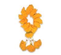 Guirlande Fleurs artificielles Thaï Marigold - Offrande Fleurs pour Bouddha, décoration Temple autel Voiture - Collier Fleurs Bouddhiste Thailand, Guirlande 28 x 12 cm (Oange)
