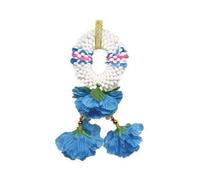 Guirlande Fleurs Thai artificielles - Offrande pour Bouddha thaï, décoration Voiture autel Maison - Collier Fleurs Thailand 14 x 6,5 cm, Plusieurs Couleurs (Bleu)