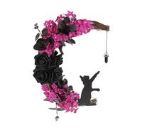 Guirlande gothique d'Halloween comme décoration de maison de campagne | Fleurs de lune et chat pour intérieur et extérieur, maison, récolte, Halloween, fête, fenêtre, mur, cheminée, entrée