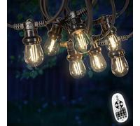 Guirlande Guinguette 20M 20 Bulbes Filament Blanc Chaud avec Variateur de Luminosité et Télécommande - Guirlande Lumineuse Ampoule E27 Transparente à Intensité Variable - Guirlande Guinguette Led