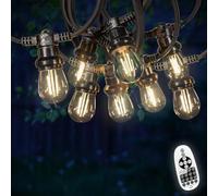 Guirlande Guinguette 30M 60 Bulbes Filament Blanc Chaud avec Variateur de Luminosité et Télécommande - Guirlande Lumineuse Ampoule E27 Transparente à Intensité Variable - Guirlande Guinguette Led