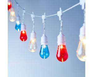 Guirlande Guinguette Bleu, Blanc, Rouge à 15 Ampoules