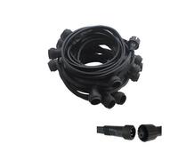 Guirlande guinguette extérieur IP65 10M 20 douilles E27 câble plat noir connectable professionnelle