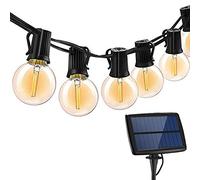 Guirlande Guinguette Exterieur Solaire, KEEDA 18FT 10 LED G40 Ampoules avec E12 Base, Éclairage de Patio Étanche IP65 pour Jardin, Terrasse, Café, Fête Décoration & Éclairage
