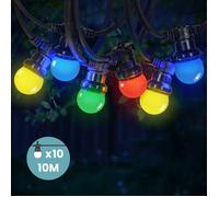 Guirlande Guinguette IP65 Guirlande Lumineuse 10 Bulbes Multicolore 10M