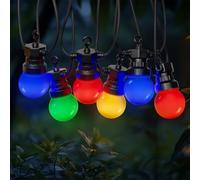 Guirlande Guinguette Multicolore 10M IP44 - Guirlande Lumineuse Exterieure Multicolore 10 Bulbes Bleu Rouge Jaune Vert - Guirlande Guinguette Exterieur 10m Guirlande Exterieur pour Terrasse et Jardin