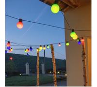 Guirlande guinguette solaire LOTTI - 15 ampoules Ø 5cm à LED - Multi couleur - 8m