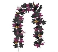 Guirlande Halloween 174cm pour feuilles Noires Fleurs Roses Araignées | Lianes flexibles pour facile à suspendre pour murs escaliers meubles design réaliste fleurs en soie réutilisable pour décor