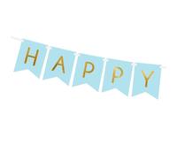 Guirlande Happy Birthday 15x175cm bleu clair