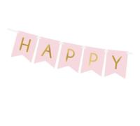 Guirlande Happy Birthday 15x175cm rose