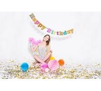 Guirlande Happy Birthday 16x166cm multicolore holographique