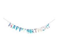 Guirlande Happy Birthday irisee Bleu G