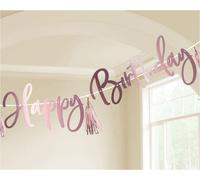 Guirlande "Happy Birthday" Personnalisable Or rose | 274 cm
