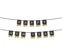 Guirlande Happy New Year 16x135cm noir / or