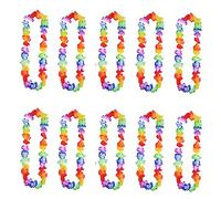 Guirlande Hawaïenne,10 PCS Collier Guirlande Leis Hawaïen Colliers de Fleurs en Soie Colorées Fleur Luau Hawaïenne Tropicale pour Décorations de Fête à Thème de Plage