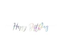 PartyDeco Guirlande Happy Birthday irisée 62 cm
