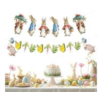 Guirlande Joyeuses Pâques | Accessoires Photo pour Fond Décoration en Papier Lapin | Décorations de Bannière de Pâques | pour Chambre Salon Véranda Porche Anniversaire Décoration Murale Cheminée