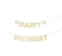 Guirlande Joyeux Anniversaire 14x220cm Bannière blanche / or