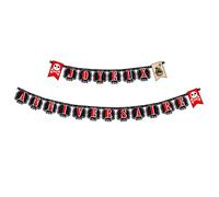 Guirlande Joyeux Anniversaire Pirate, Noir et Rouge, 240 cm x 14 cm, Décoration Fête Thème Pirates, Décorations Et Fournitures De Fête d'anniversaire, pour Filles Garçons Adultes et Enfants