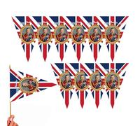 Guirlande King Charles | Drapeau Charles Coronation Jack | Drapeau britannique de 2,5 m | Drapeaux de couronnement | Drapeau du roi Charles Grande-Bretagne | Drapeau Union Jack pour nouveau roi
