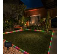 Guirlande lumineuse LED solaire Guirlande lumineuse solaire avec piquet Lampe LED multicolore enfichable Jardin LED, plastique noir, interrupteur, 50x LED, L 490 cm