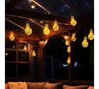 Guirlande Lampe Solaire Lampe D'Extérieur LED 20x Edison Ampoule Ambre Chanvre