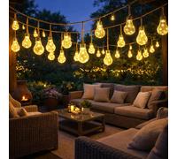 Guirlande Lampe Solaire Lampe D'Extérieur LED 20x Edison Ampoule Ambre Chanvre