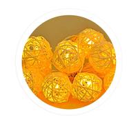 Guirlande LED - 135 cm - 10 boules en rotin - Lumière chaude - Fonctionne à piles.