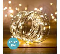 SKYLANTERN Guirlande Led Argent 8M - Guirlande Lumineuse Led 80 Leds - Guirlande Leds pour deco chambre, déco de Noël, ambiance poétique et romantique