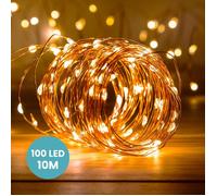 Guirlande Led Cuivre 10M - Guirlande Lumineuse Led 100 Leds - Guirlande Leds pour deco chambre, déco de Noël, ambiance poétique et
