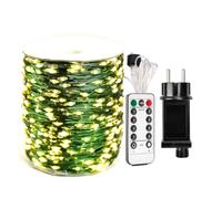Guirlande LED extérieure avec fil vert, 60m, 600 LED super étanches, avec télécommande et 8 modes lumineux, idéale pour décorer votre sapin de No?l, jardin, mariage, et toutes vos soirées festives.