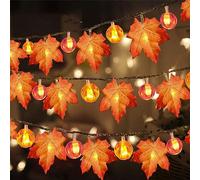 Guirlande LED Feuille Érable Citrouille, Déco Halloween Thanksgiving Orange | Lumière Chaude et Festive, Convient pour Porche et Terrasse, Jardin, Décoration Automnale, Idéal pour Soirée Halloween
