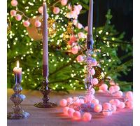 Guirlande led rouge 5 m avec boules de coton, lumière fixe et timer
