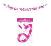 guirlande lettres anniversaire 6m rose pailleté - surprisez vous glma00f Rose G